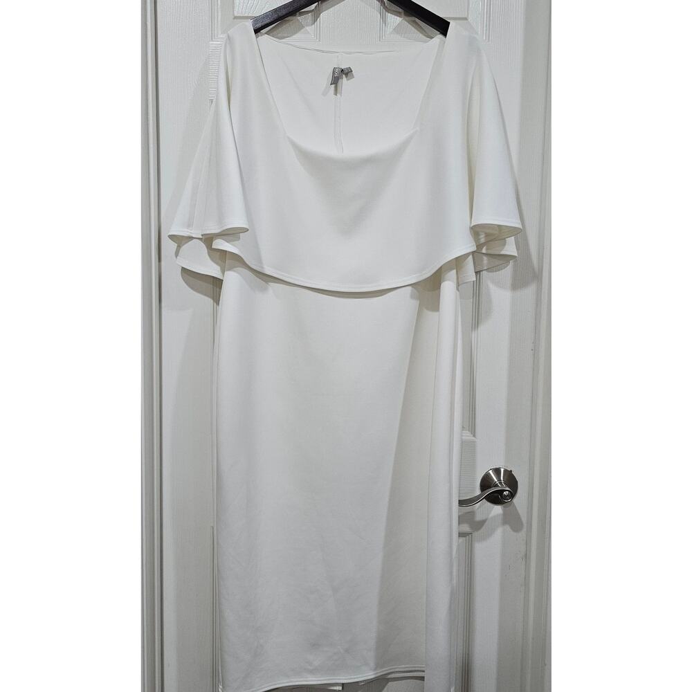 Asos White Cape Sleeve Midi Dress Plus Size 18 - Picture 2 of 8